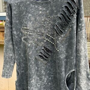 Love Free Dress “New York” beads and snaps boutique tie dye chest 21” length 39”